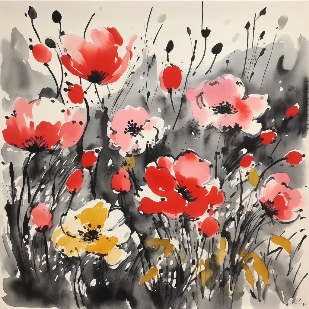 Red Pink And Yellow Blooms