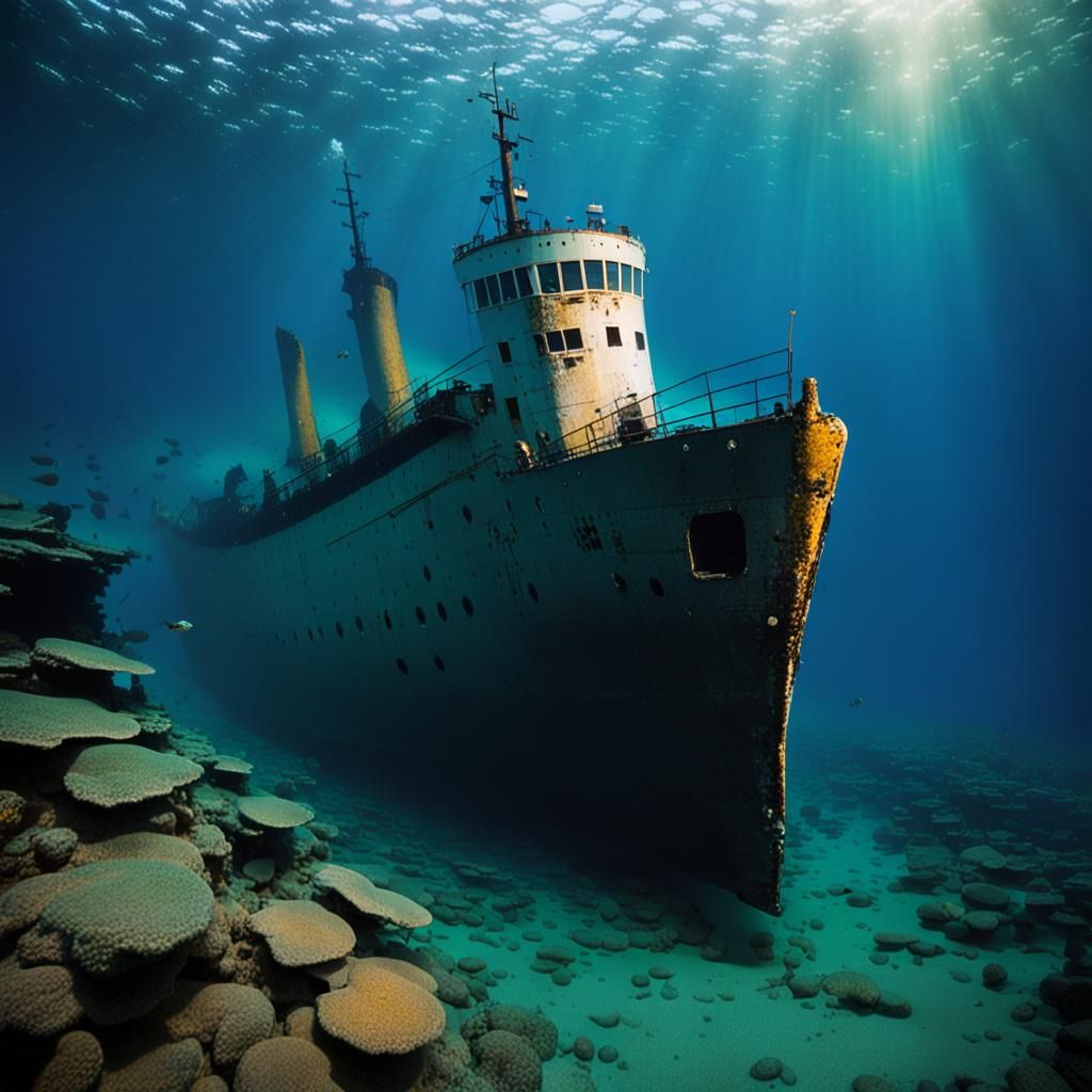 The underwater wreck of the Edmund Fitzgerald beneath Lake Superior ...