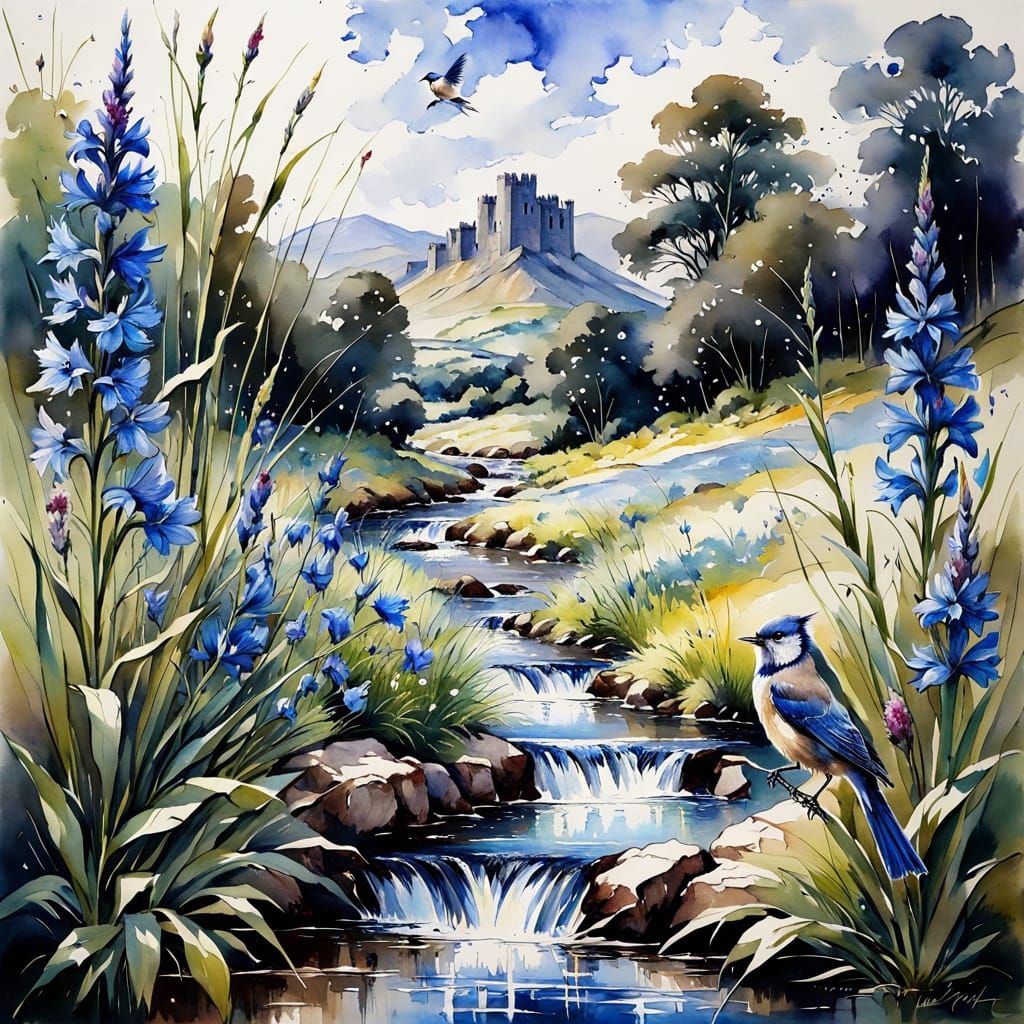 Castle cascade landscape  by @MBee
