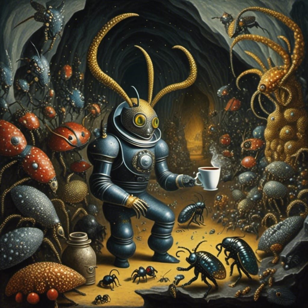 <lora:Destination Unknown:1.0> Bug alien tea party 