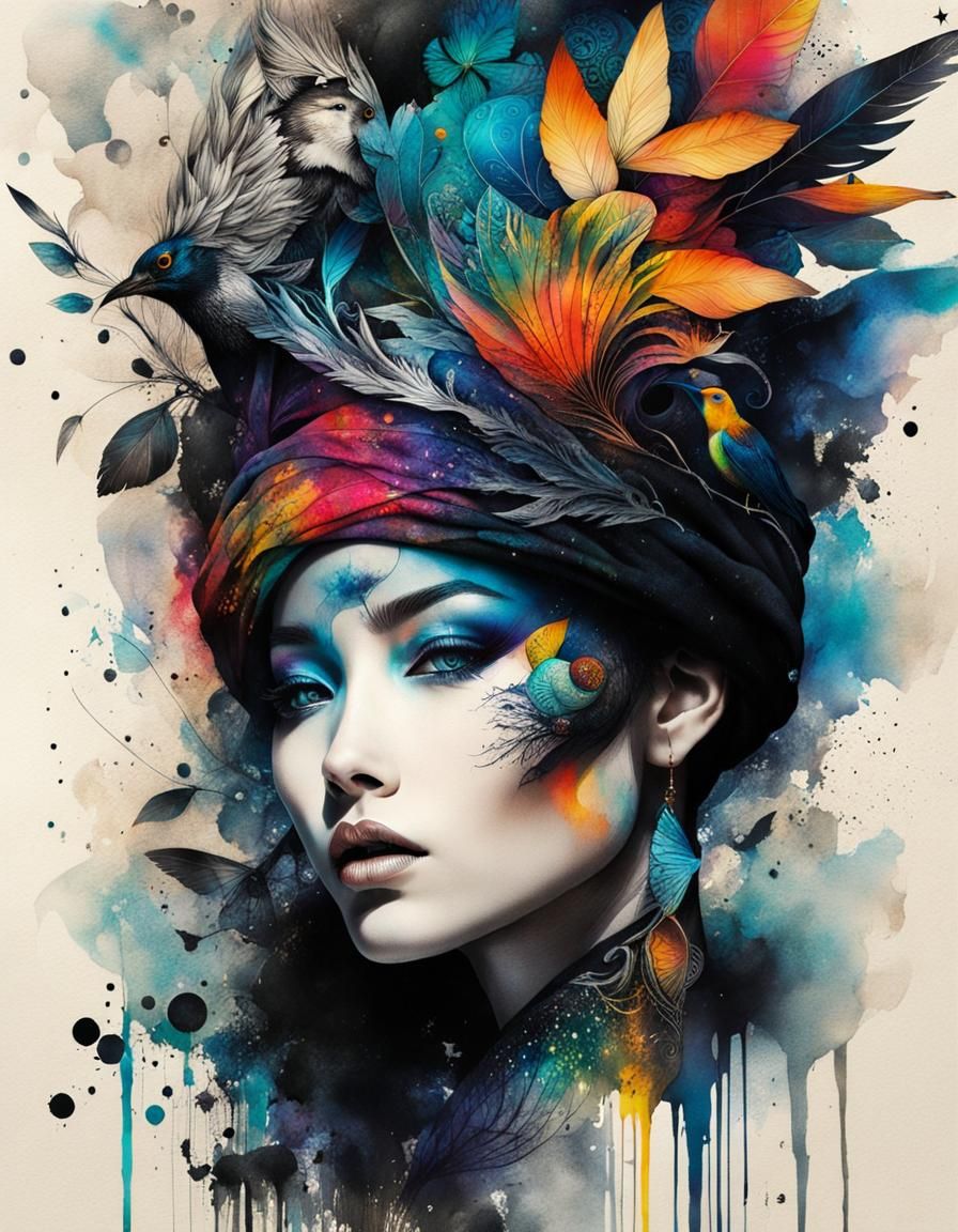 Ink_art fantasy_portrait,