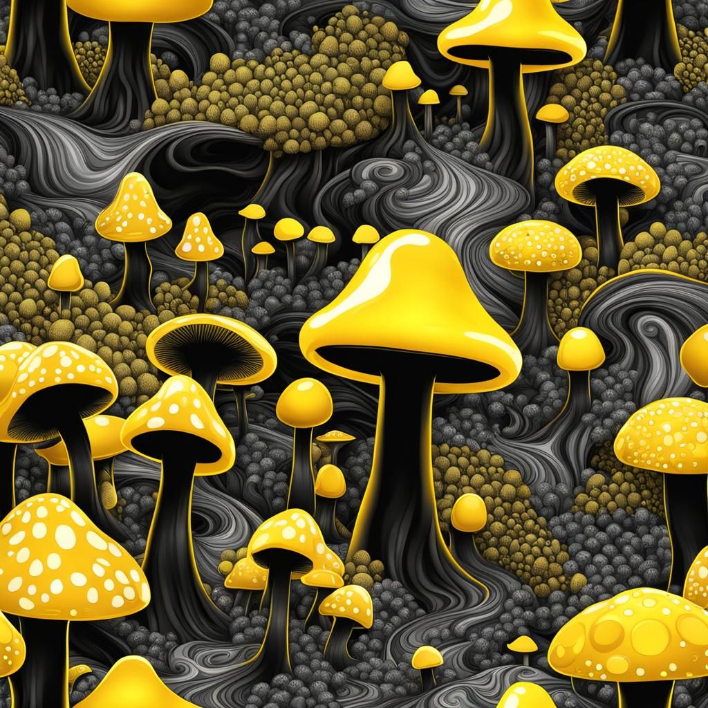 ((Brilliant Yellow slime)) (Sitting in forest of (black and ...