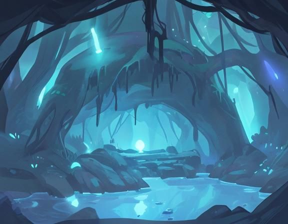 Bioluminescence CAVE - AI Generated Artwork - NightCafe Creator