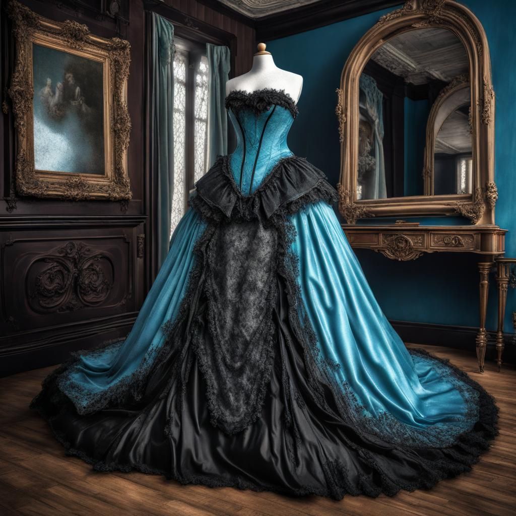 Black & Blue Ballgown - AI Generated Artwork - NightCafe Creator