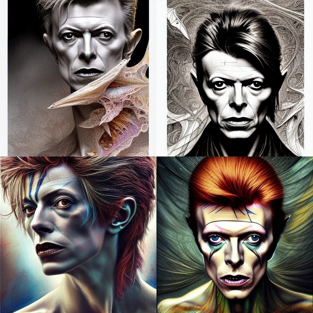 David Bowie Intricate, Scenic, Hyper-Detailed, Delicate; Com...