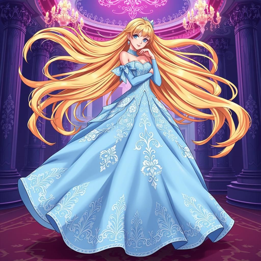 Anime Girl in Blue Gown, Studio Trigger Style