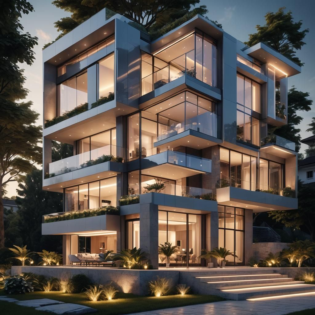 Futuristic Luxury House with Modern Exterior Design