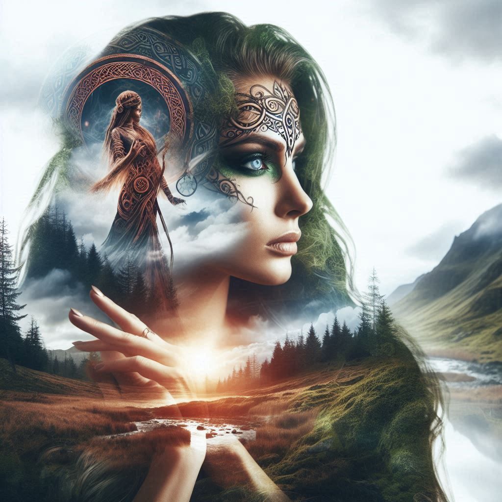 double exposure beautiful fantasy portrait landscape..