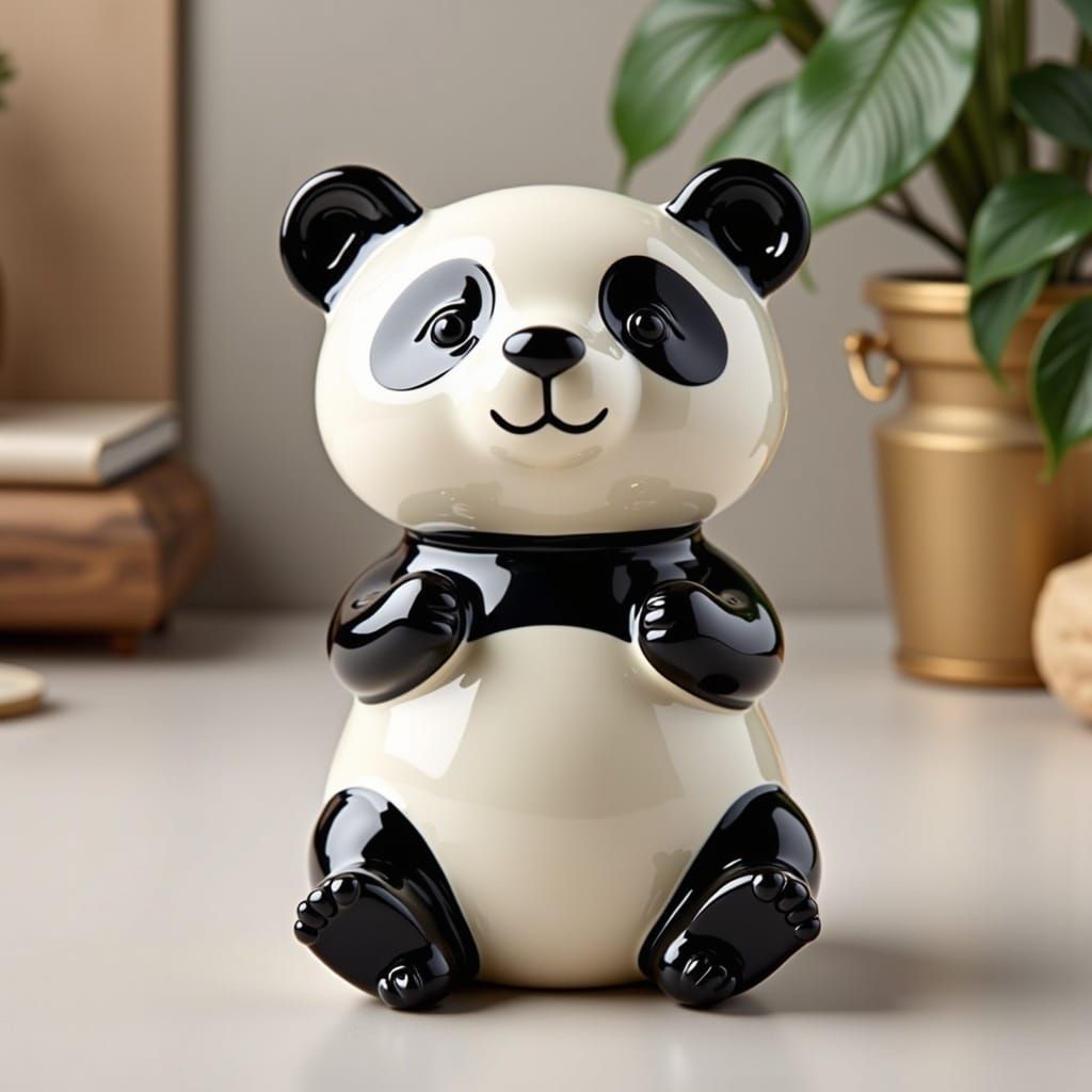 Ceramic 1970s style panda trinket <lora:Smooth Statues:1.0> 