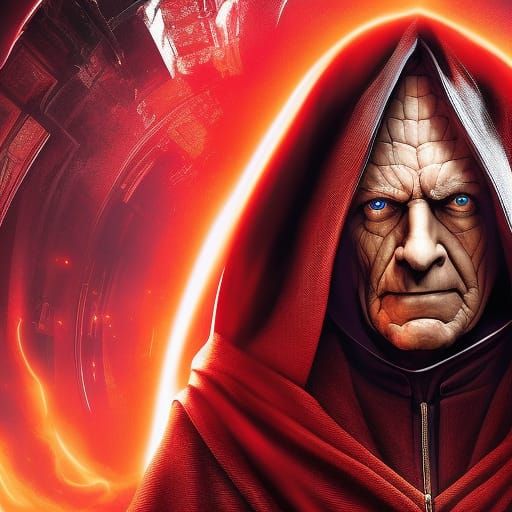 emperor palpatine, rupert murdoch, full body, souless evil, wears a red ...