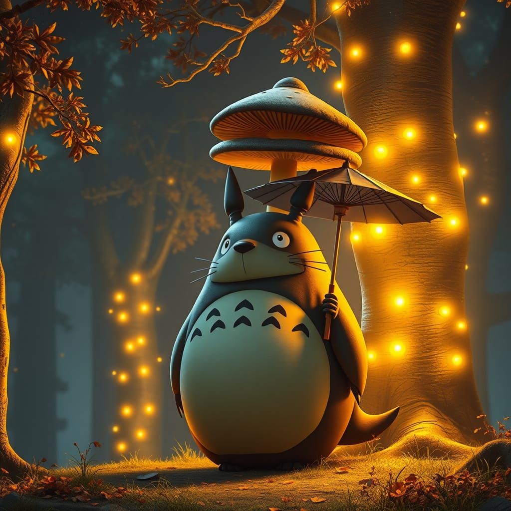 Totoro Amidst Golden Forest