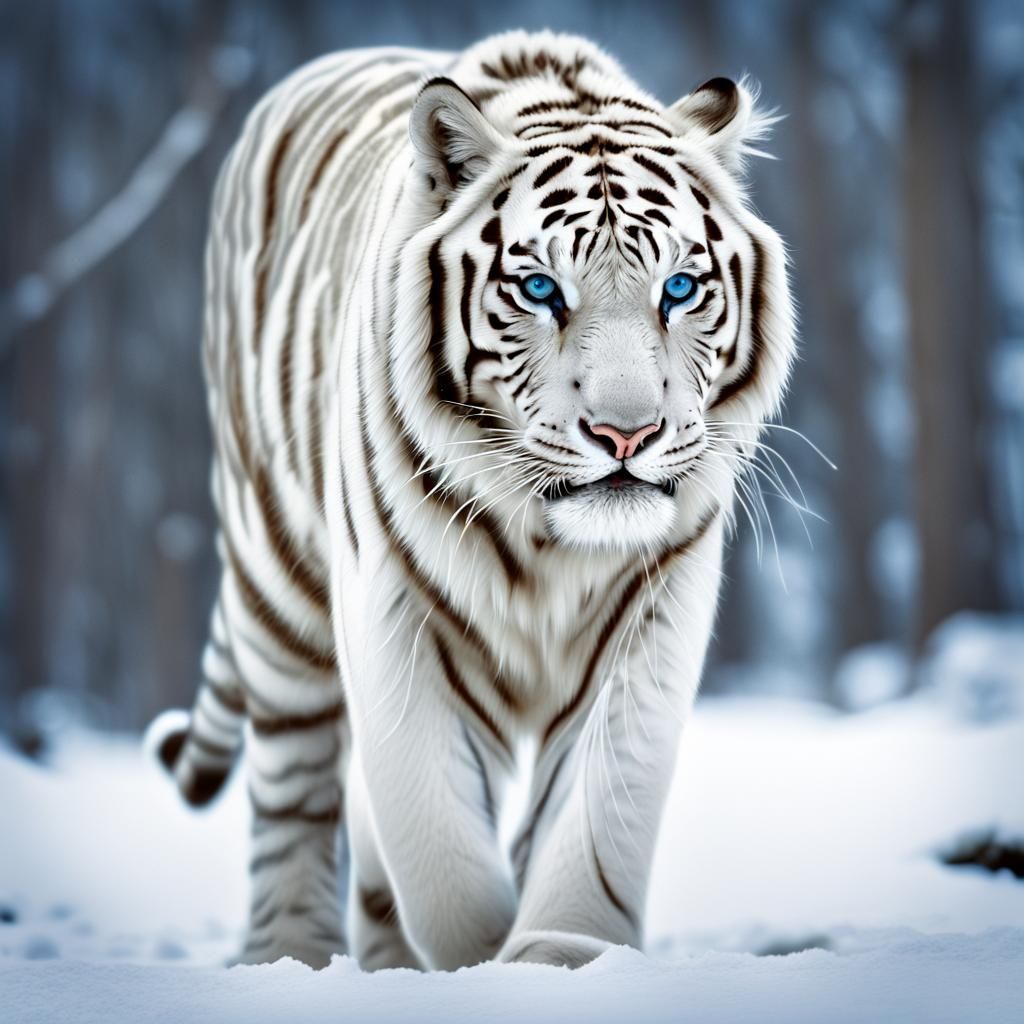 Majestic white tiger - AI Generated Artwork - NightCafe Creator