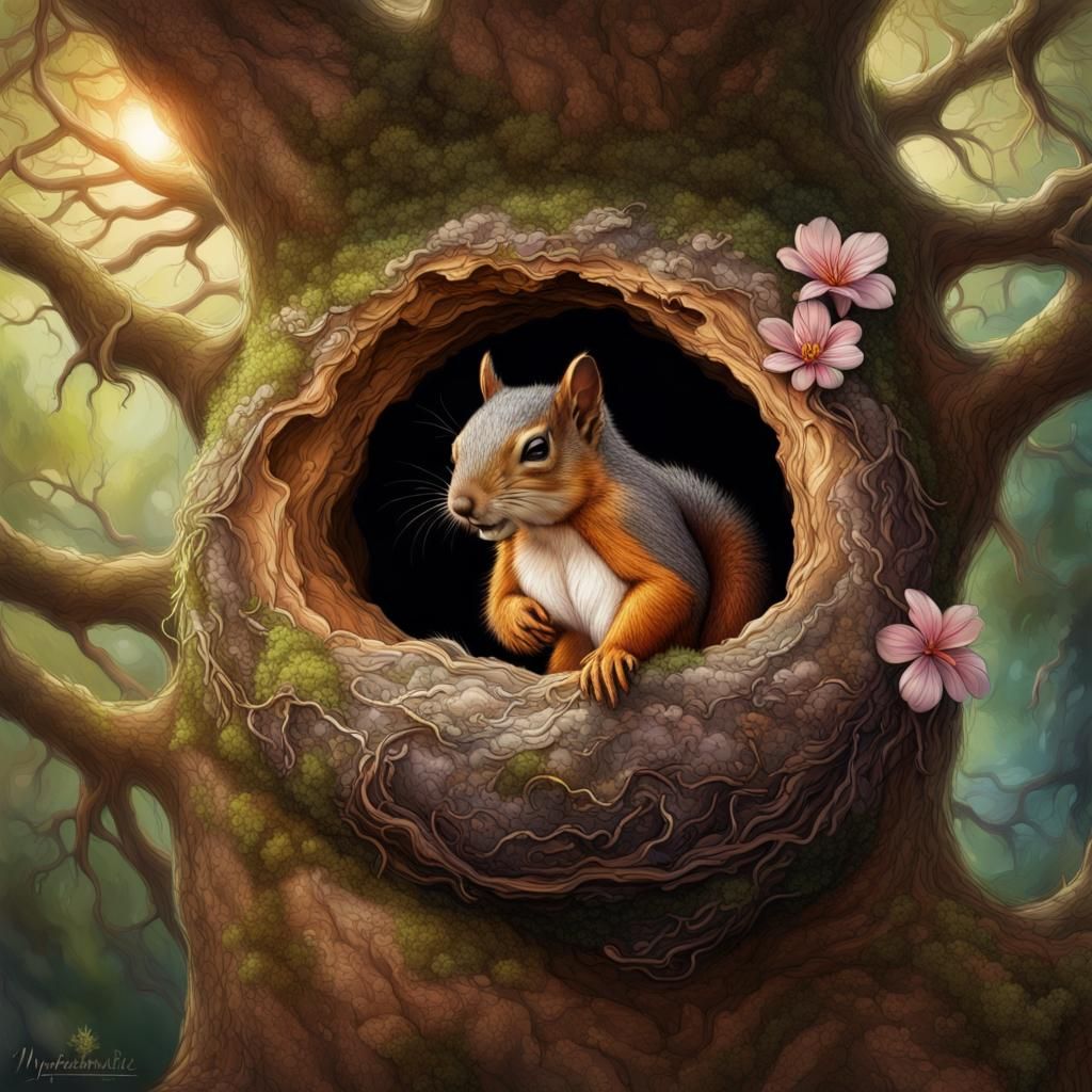 Squirrel in Her Nest  by @Stormy Dawn