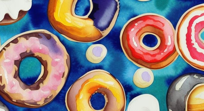 Donut :: watercolor art :: fine details