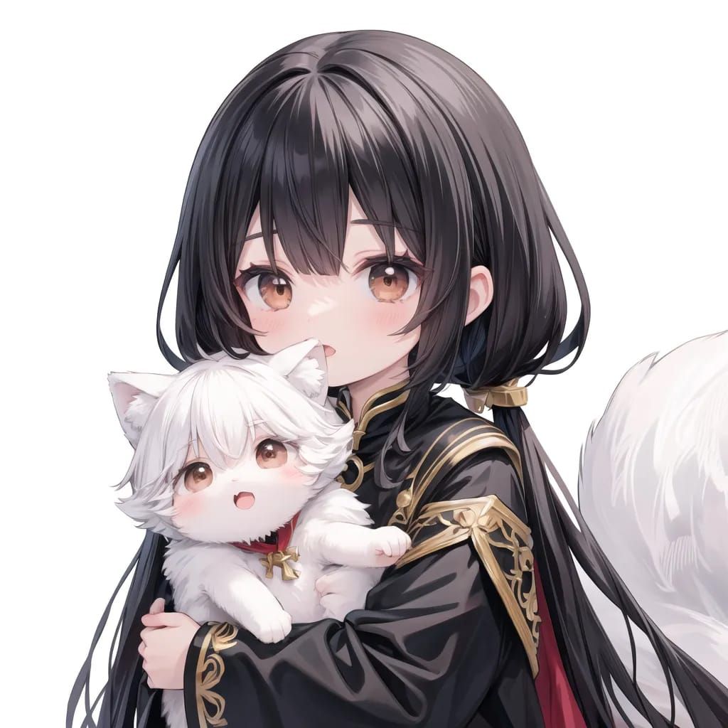 Cute Moon hugging a cute Wolfie