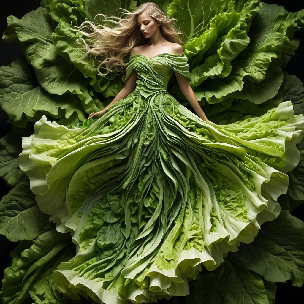Dress made of lettuce leaves  by @Elena