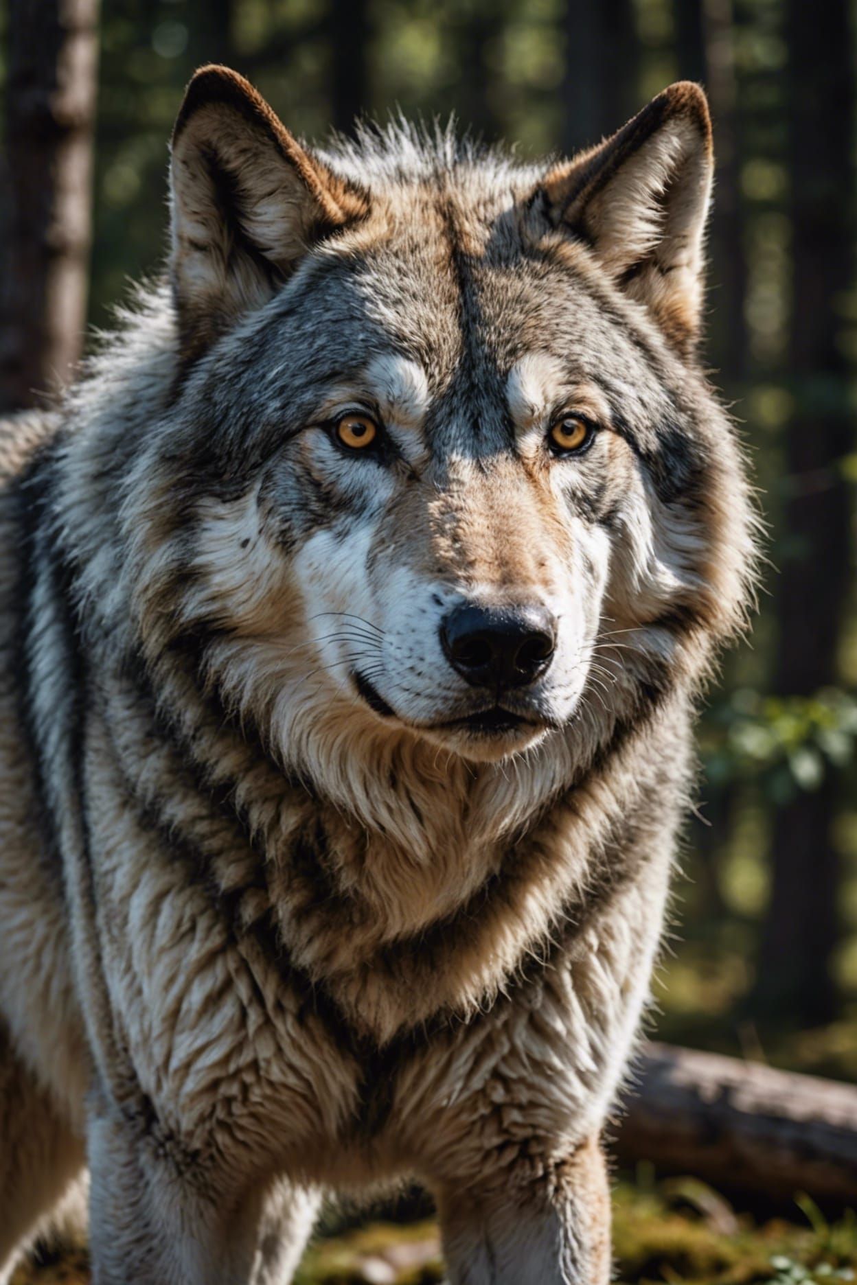 Fotografia realista de o lobo, detalhes