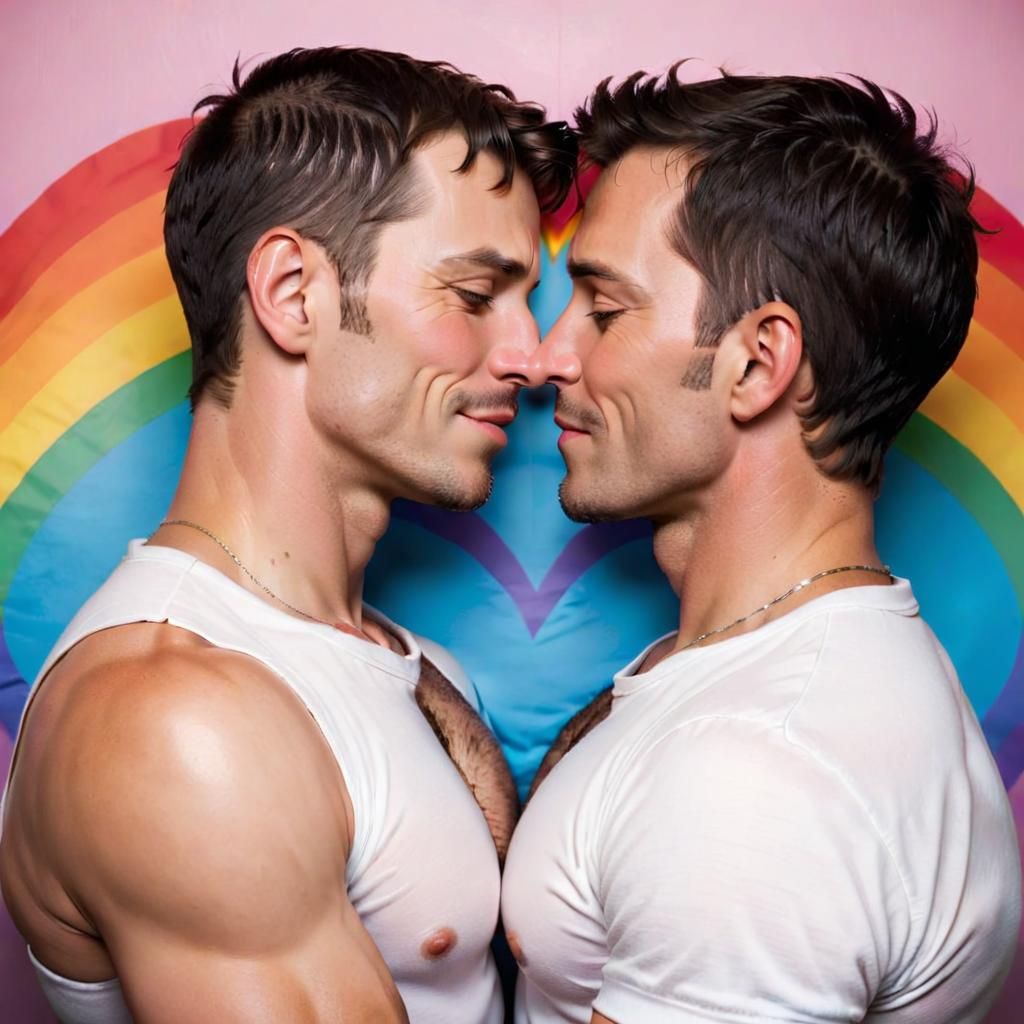 Cute male rainbow couple