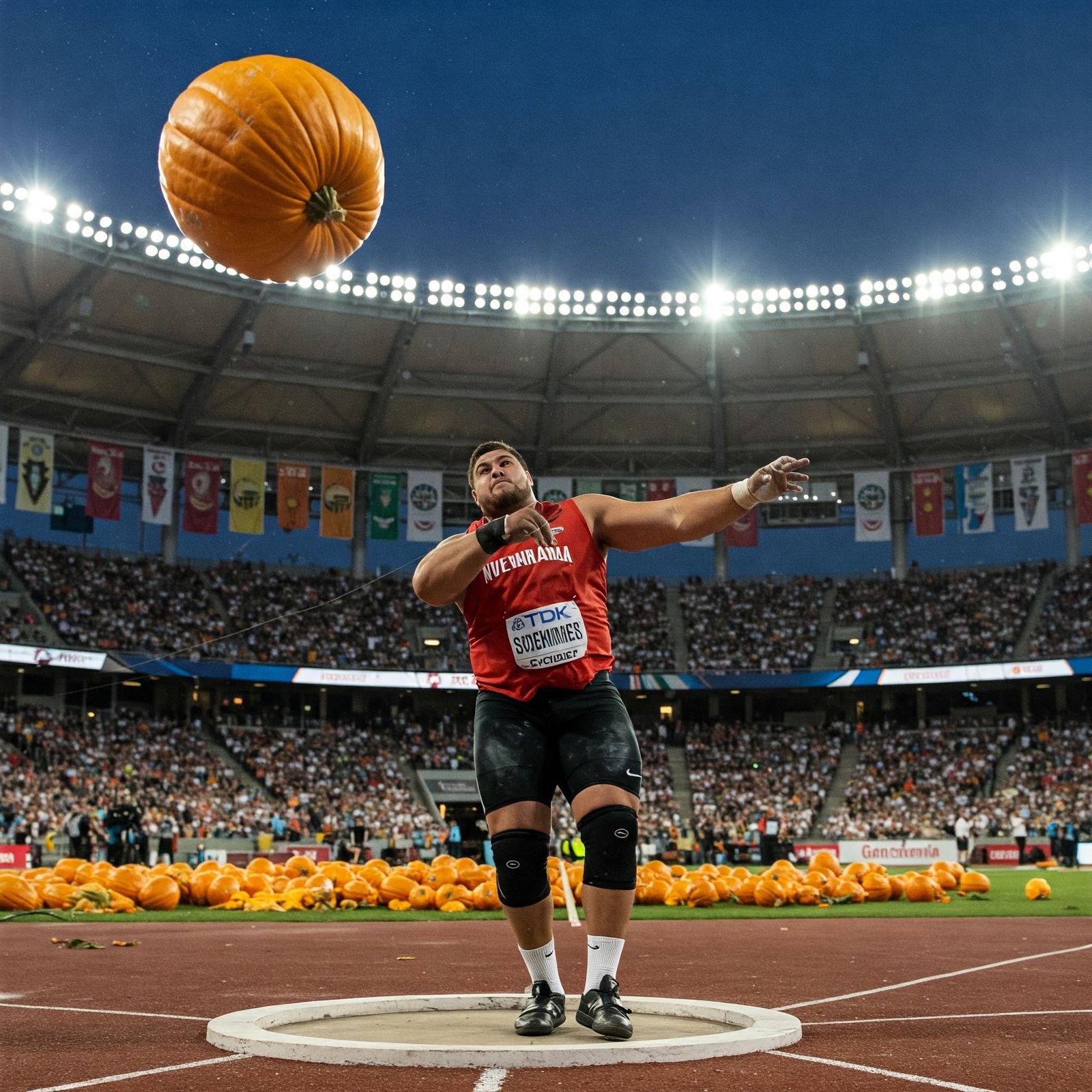 "Agriculture Olympics: The Great Pumpkin Shot Put"
