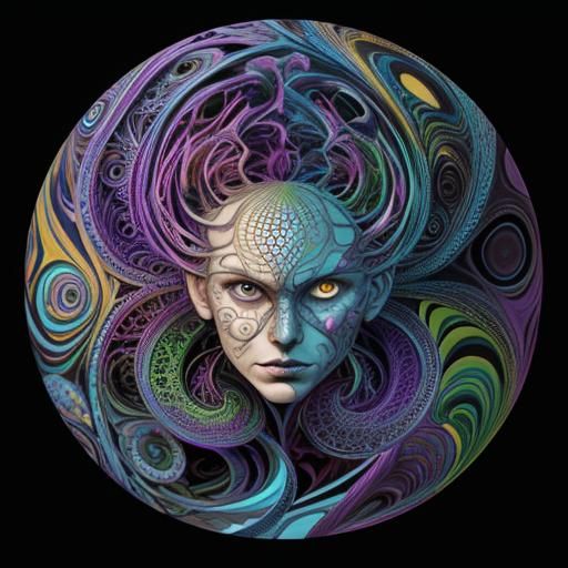 venomize, abstract vector fractal, wave function, Zentangle,...