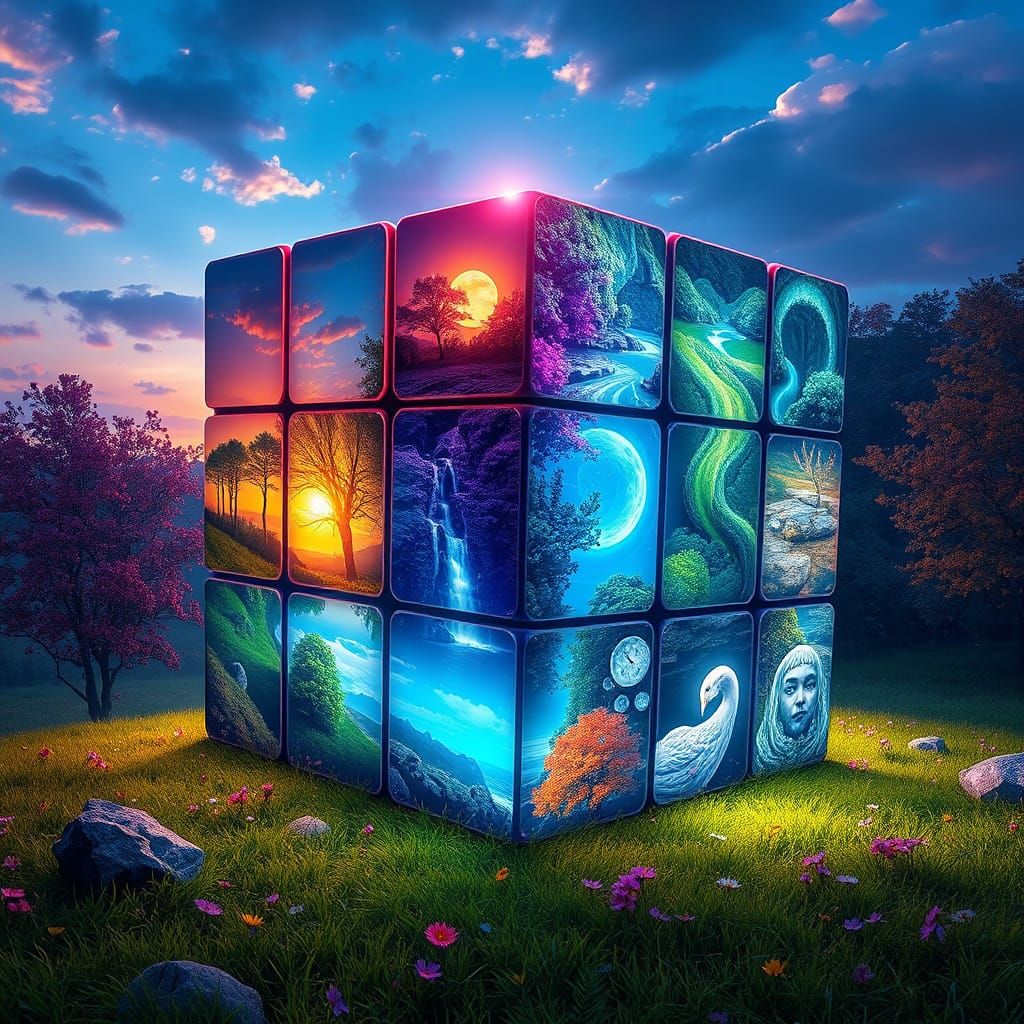 A luminescent large Rubic cube  by @Tenar