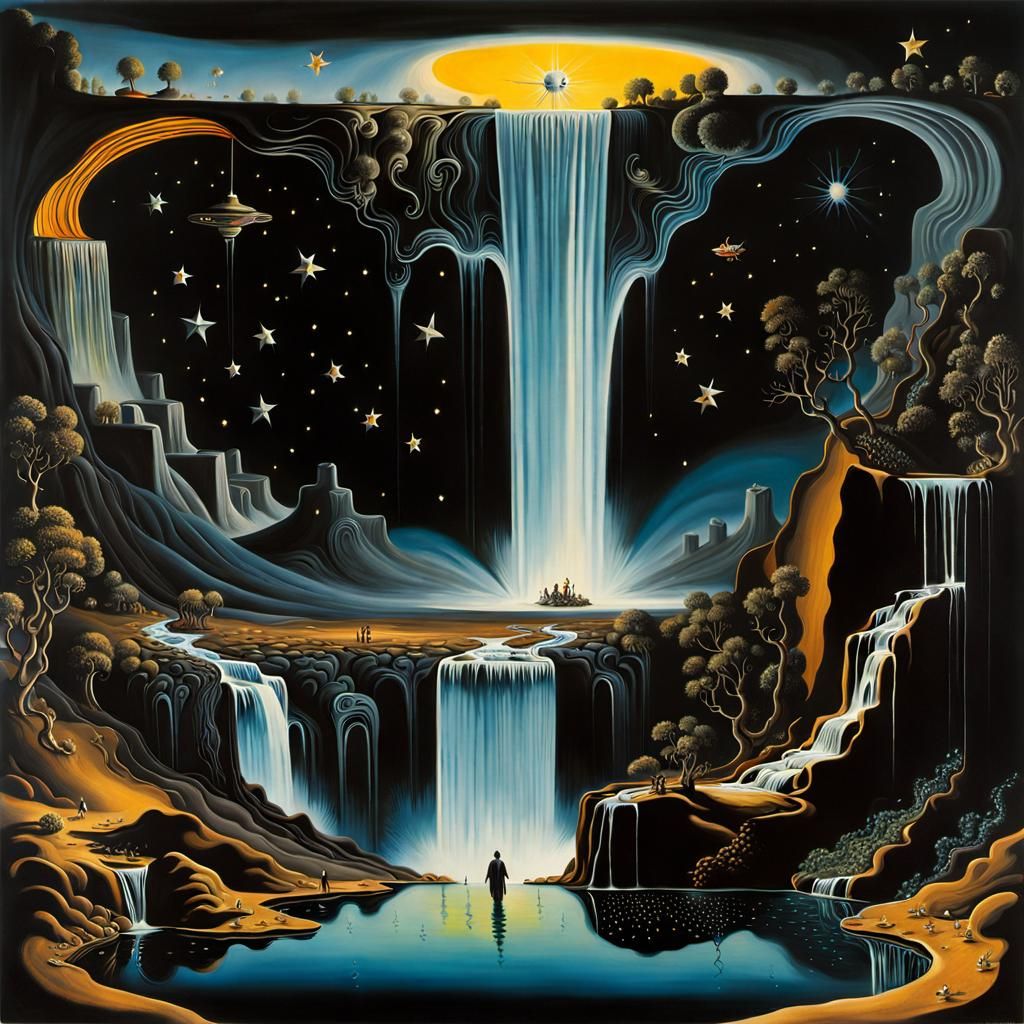 black sky in a waterfall  by @gladiator