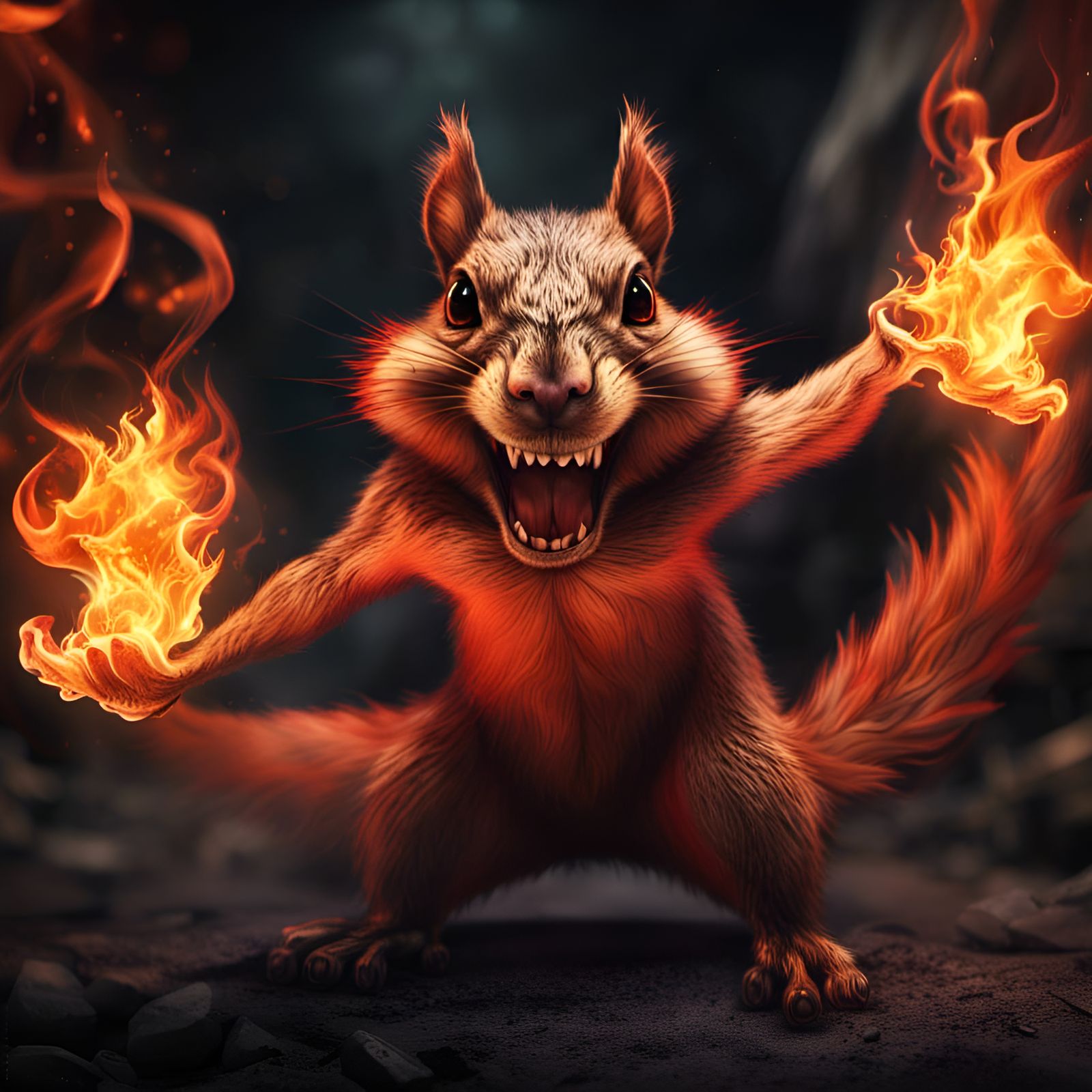 Squirrel fire mage  by @Narolinus