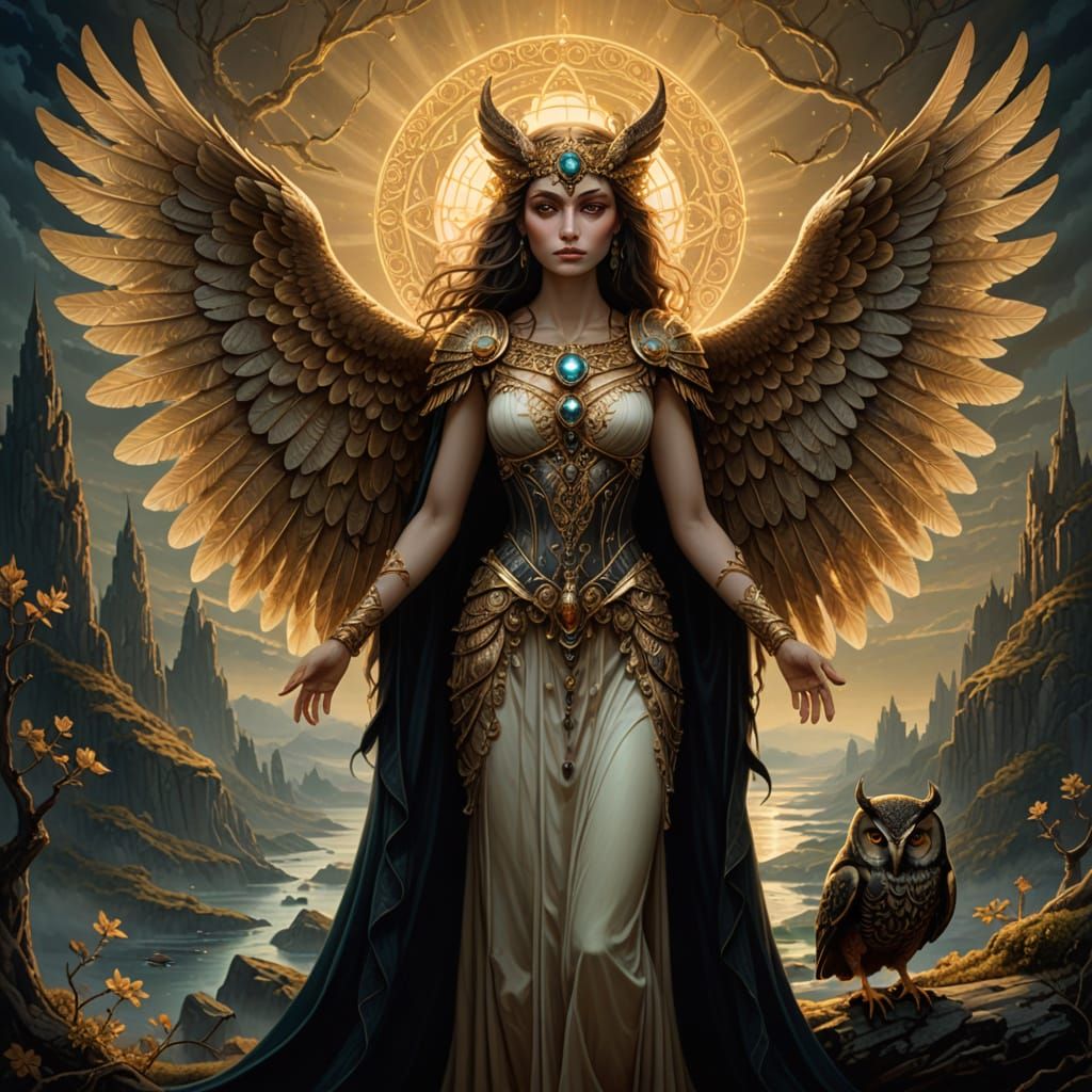 Mystical Goddess Emerges from Dreamlike Landscape