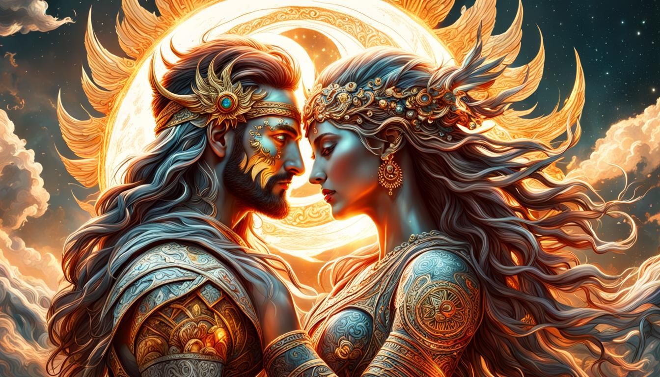 Sun God falling in love with Moon Goddess  by @Elias