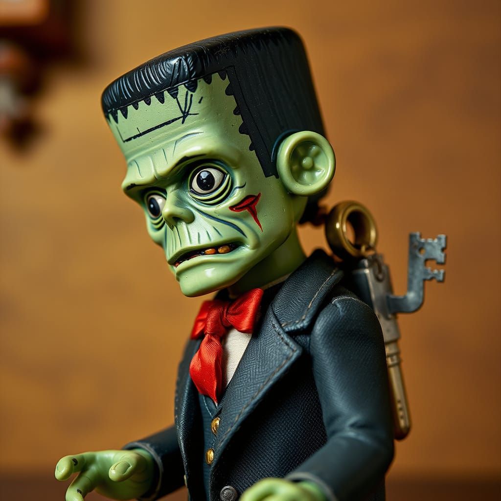 Toy Frankenstein Monster With A Windup Key On Its Back  by @paulie