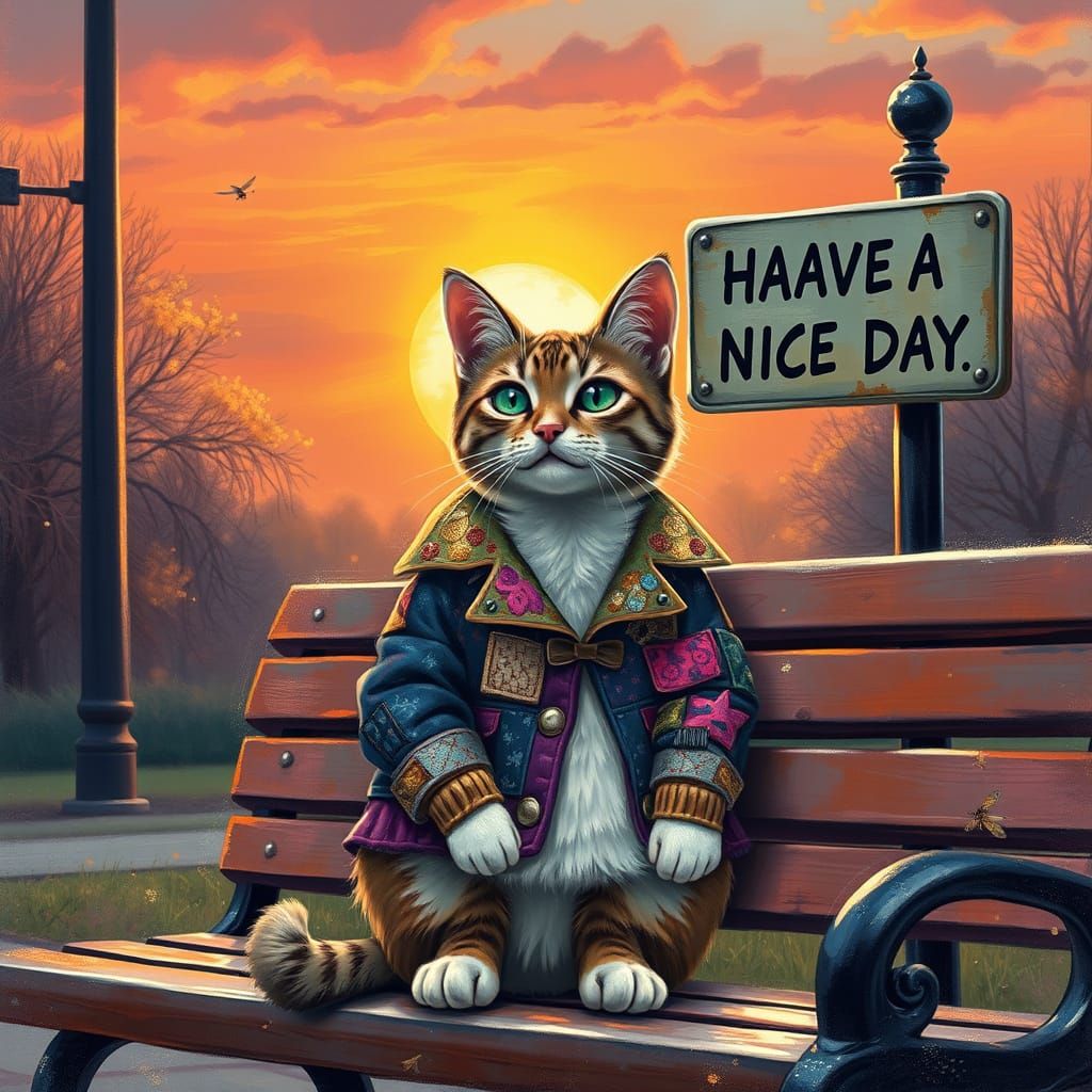 Cat Says 'HAVE A NICE DAY'😻👍🌼✨😉👍😻
