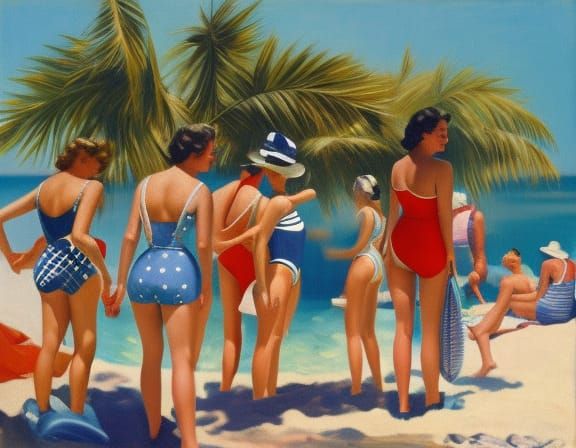 Vintage Beach Babes Ai Generated Artwork Nightcafe Creator