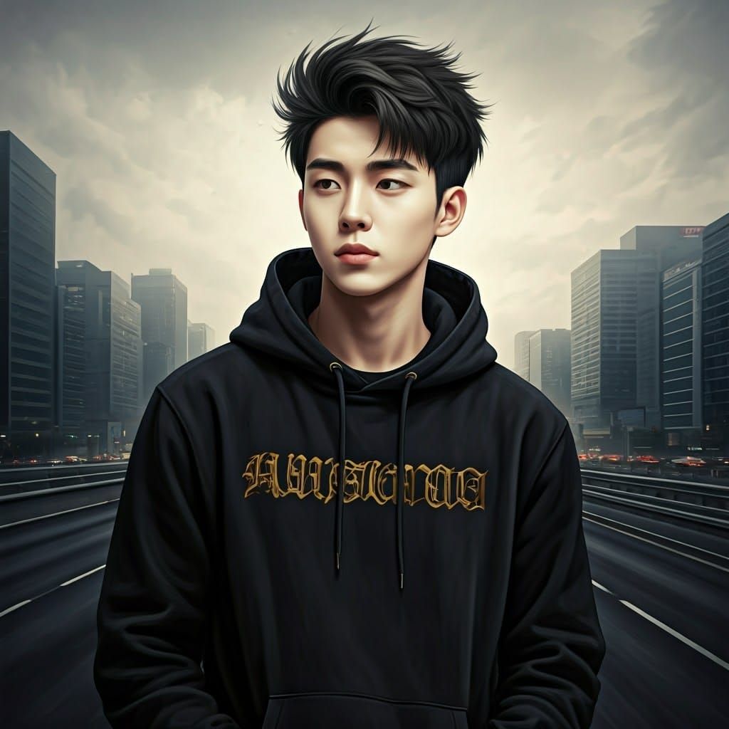 Korean Boy in Urban Setting as 3D Render