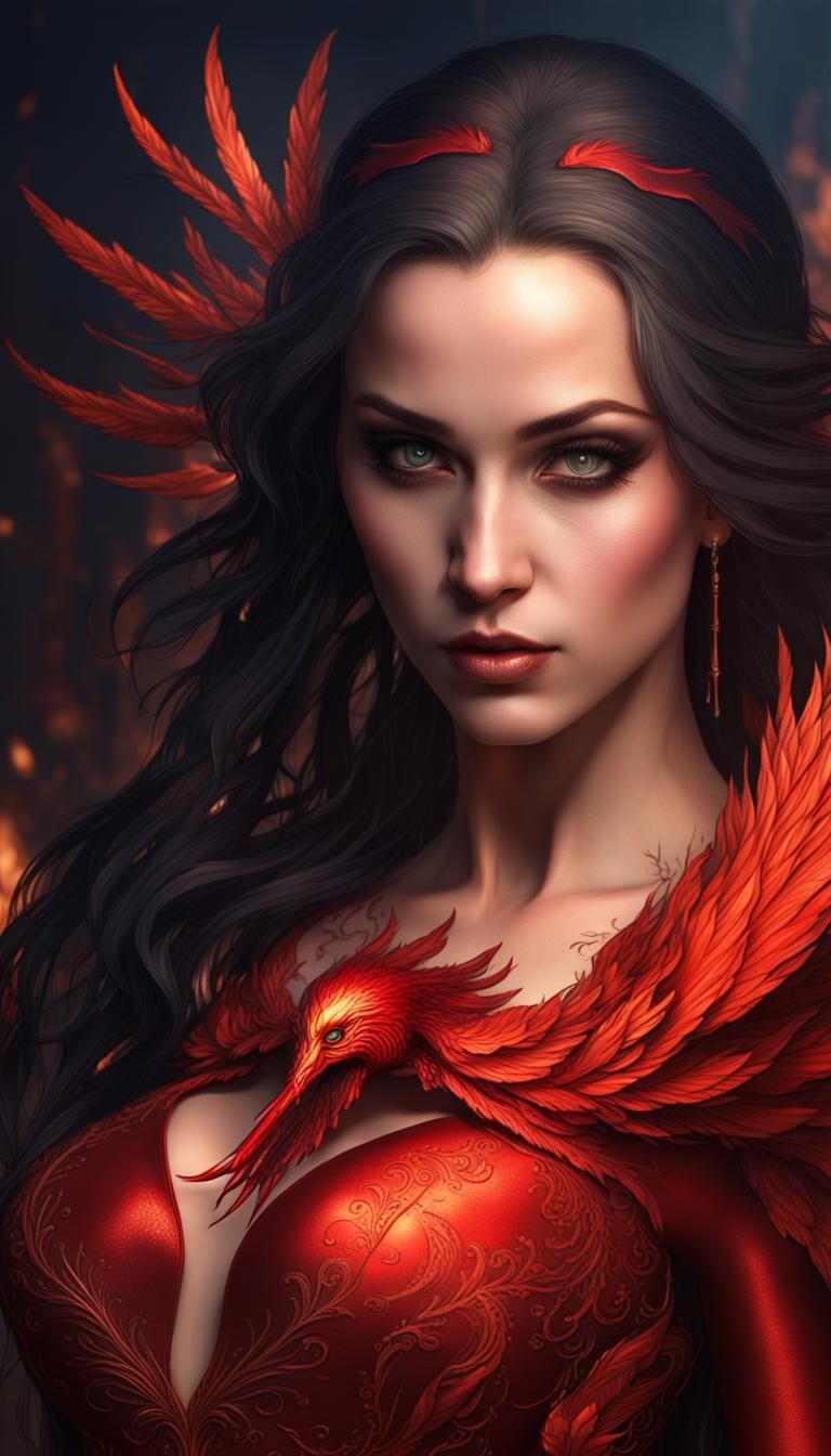 The Fire Phoenix Lady - Ai Generated Artwork - Nightcafe Creator