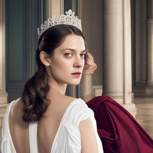 Marion Cotillard dressed as a duchess in the 18th century, in the