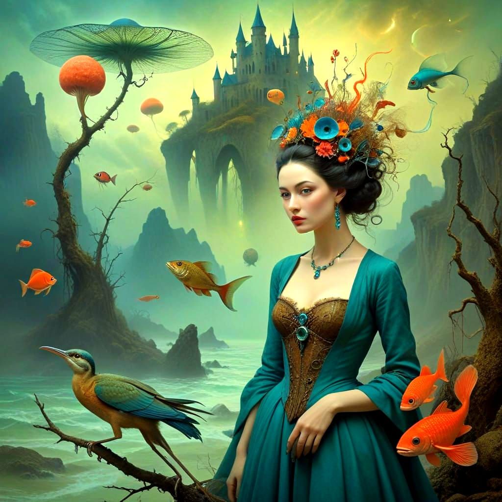 Surrealistic Ladies and Whimsical Creatures in Vibrant Color...