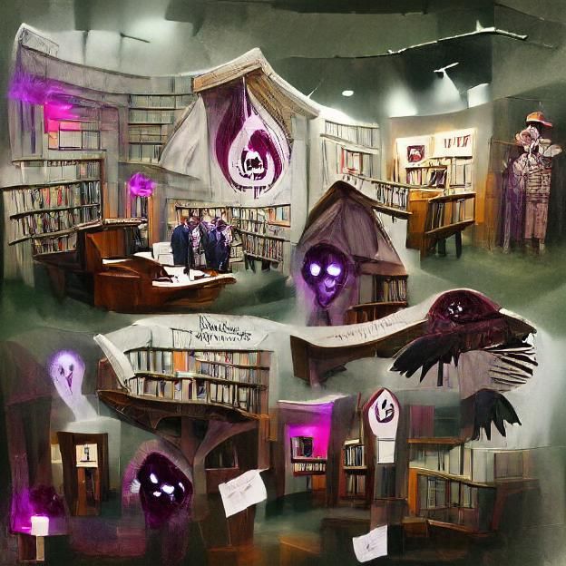 Haunted Nightvale Library concept art
