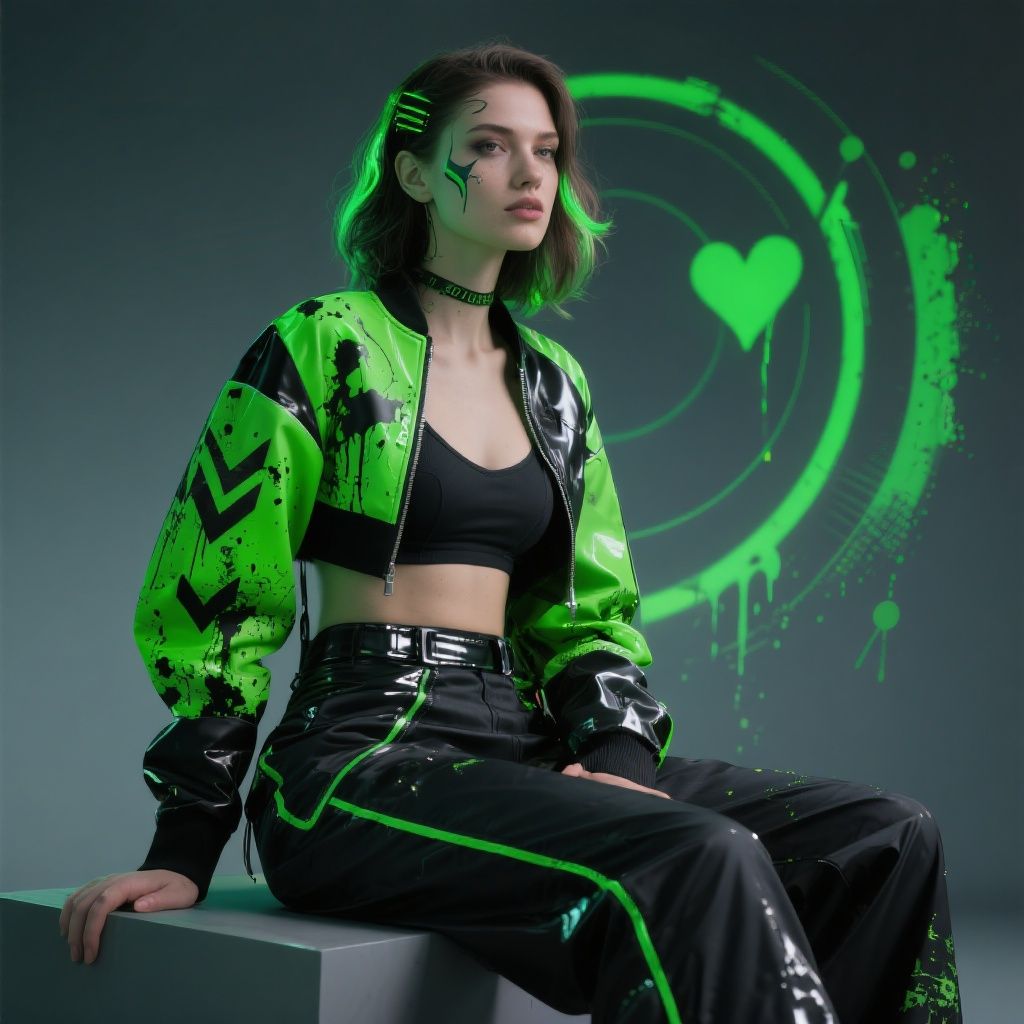 girls in frutiger-metro\vector art aesthetic outfit