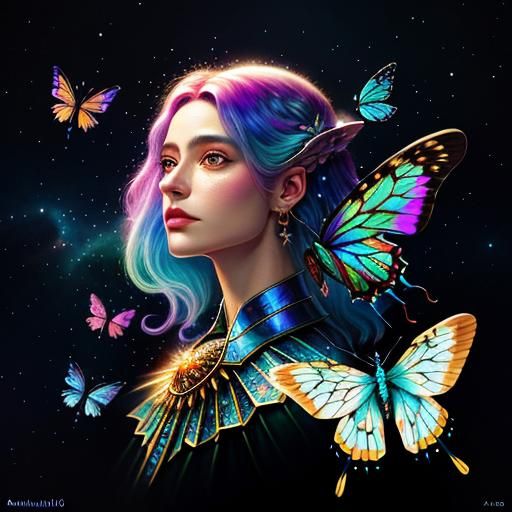 Astral Butterflies: Holographic Cosmic Illustration