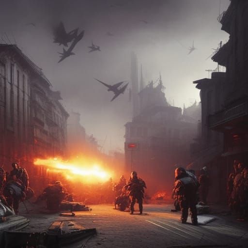 Tough Ukrainians fighting against  Russian fascist, in the y...