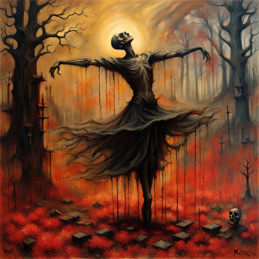 dance macabre,Zdzislaw Beksinski's painting depicting unholy ballet ...