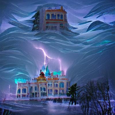 elsa palace in a storm