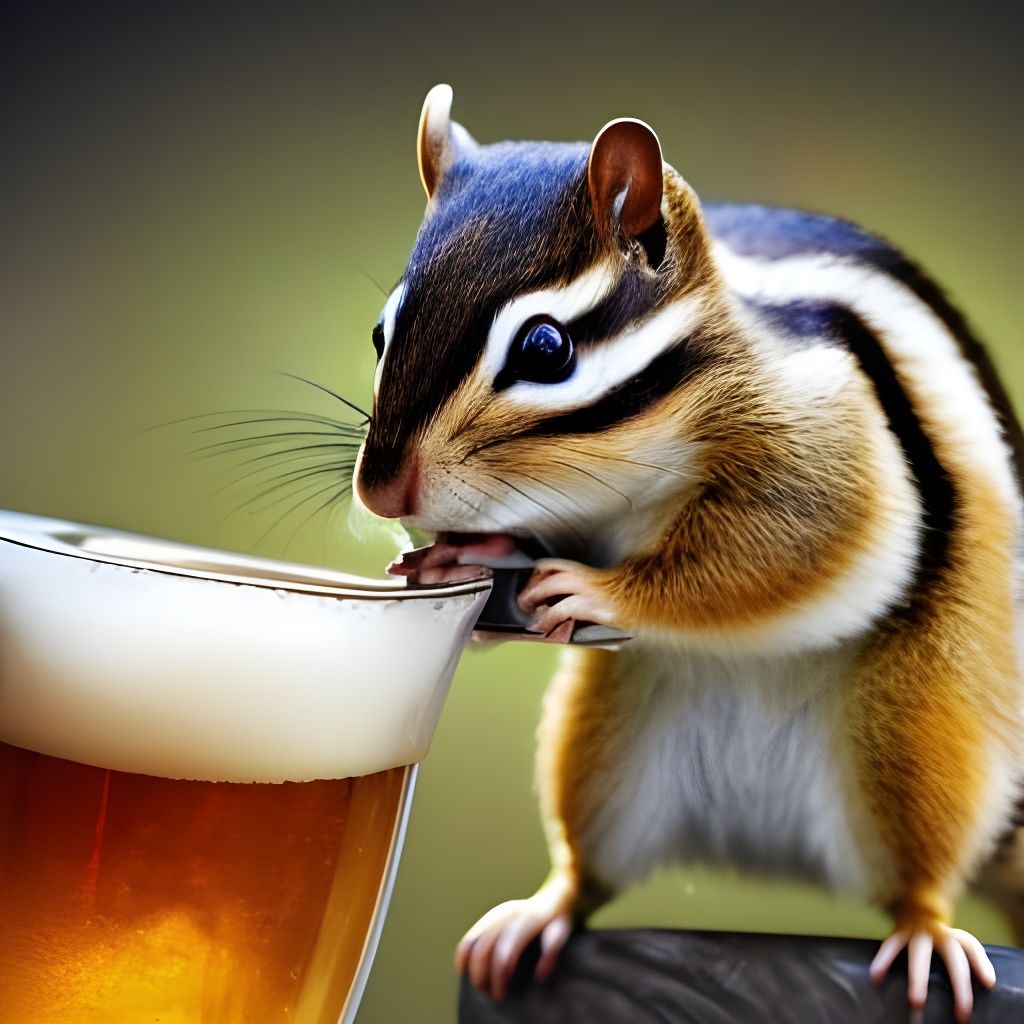 A chipmunk drinking beer HDR photorealistic hyperdetailed detailed complex intricately detailed 8k resolution ...  by @Mysteri 