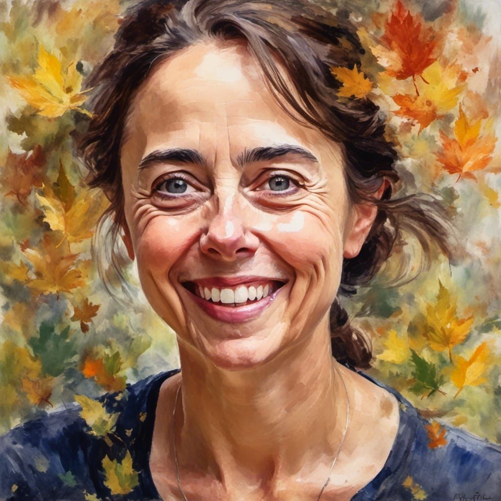 Brunette Lady Portrait in Impressionistic Style