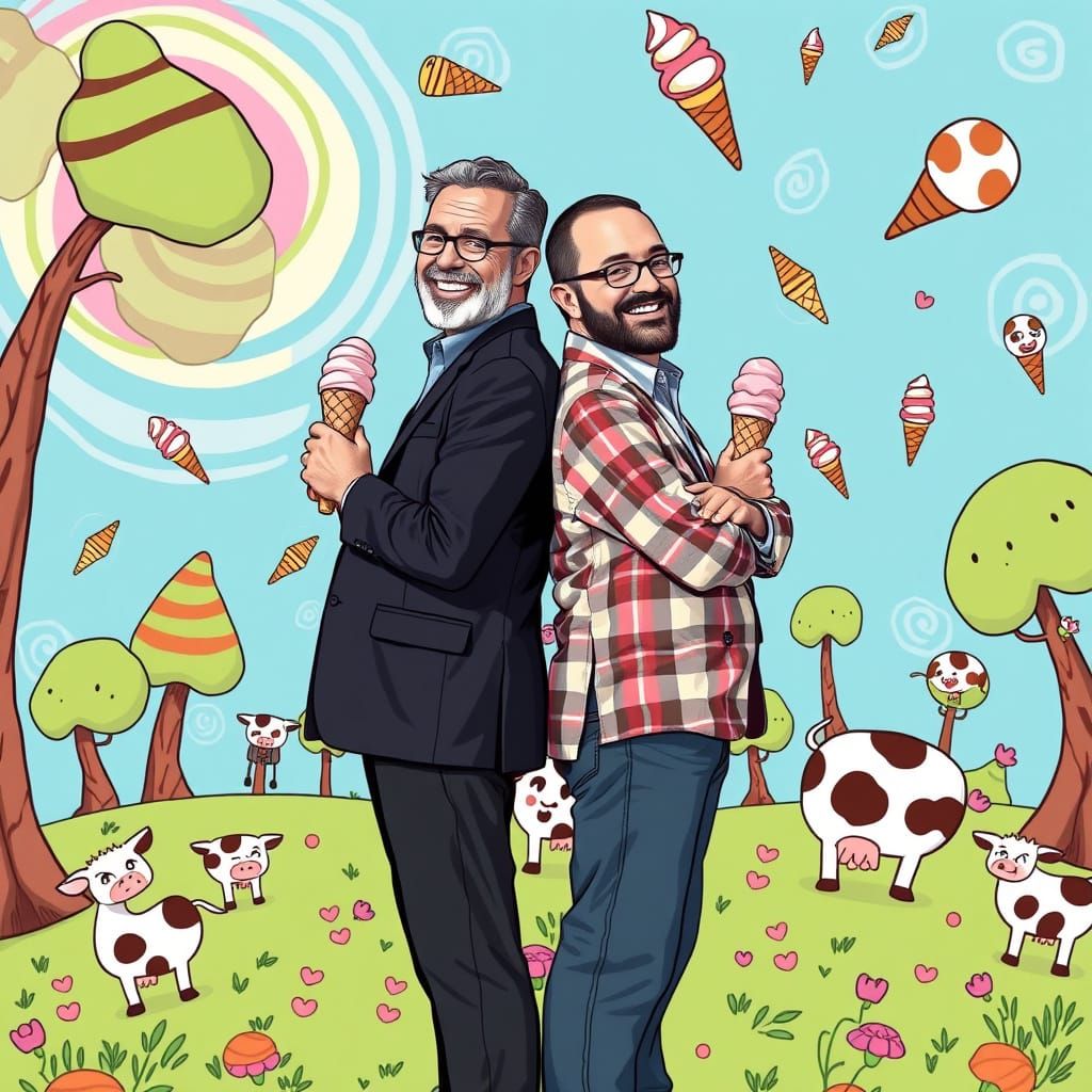 Ben and Jerry, the ice cream moguls AI Art