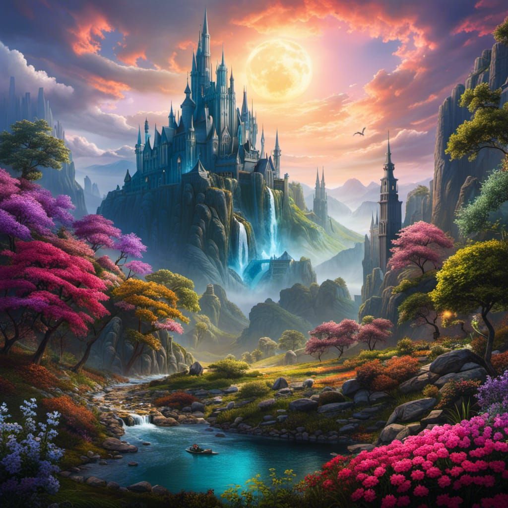 Castle overlooking a river valley  by @Fungidelight