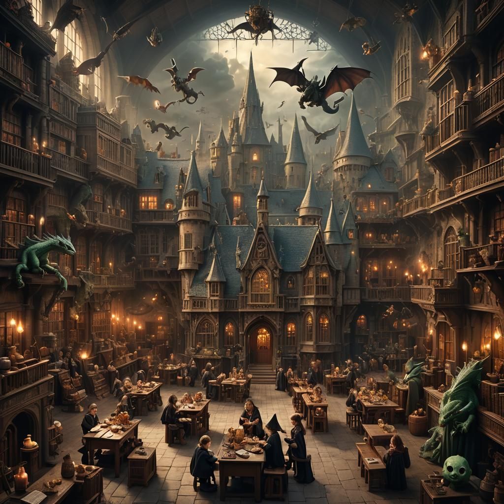 A school with baby dragons, little witches and little ghosts...