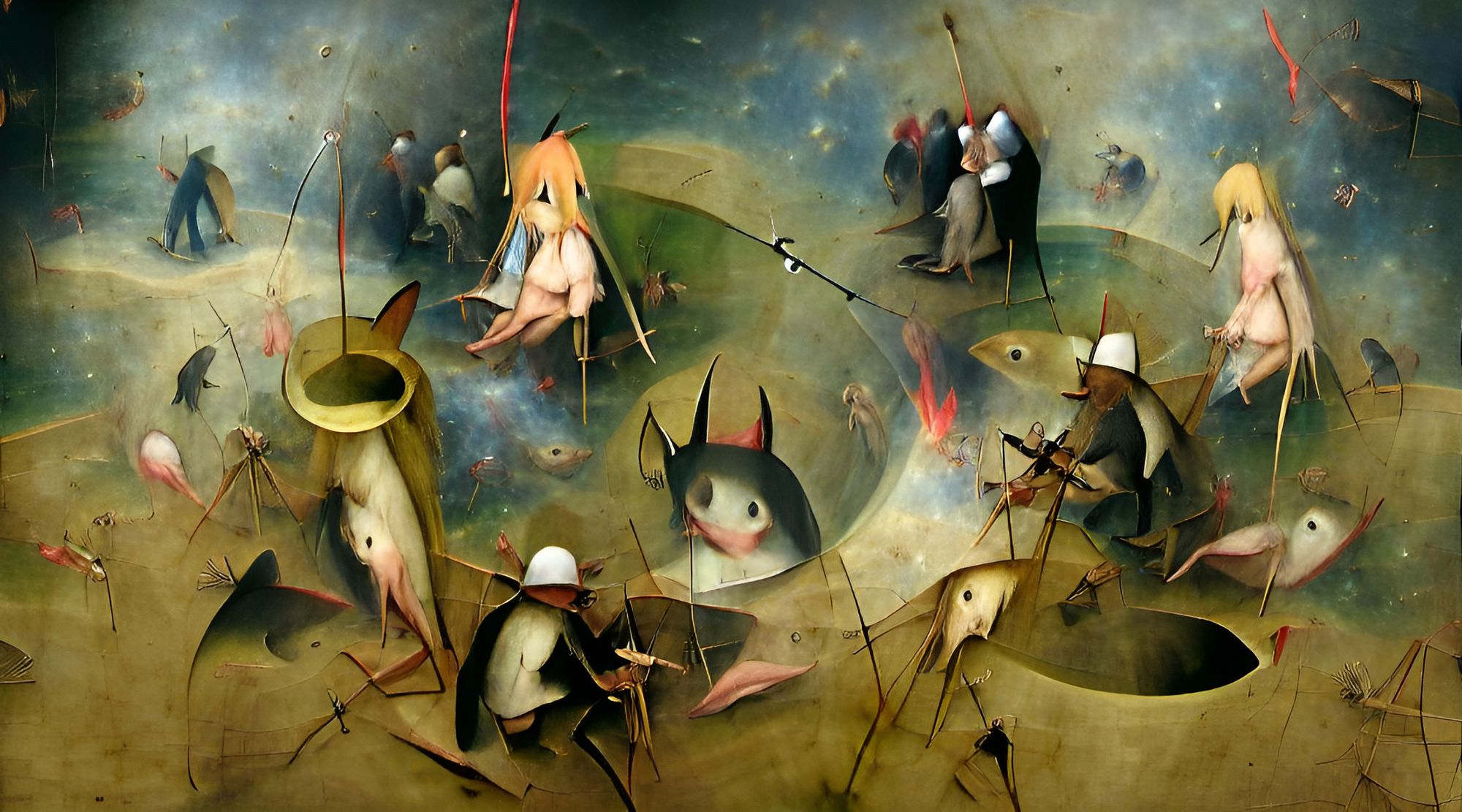 Fishing for Souls by Hieronymus Bosch AI Generated Artwork