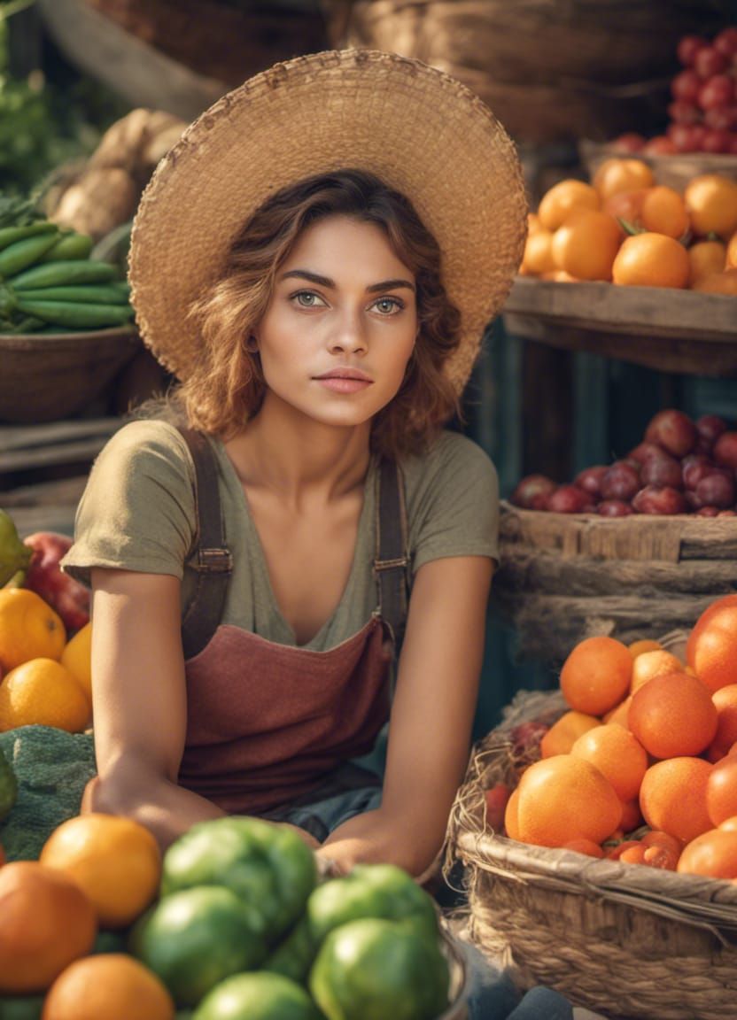 Young Merchant with country market stand  by @Balade Imaginaire