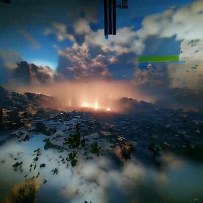 The sky falling down onto the land below during the apocalypse